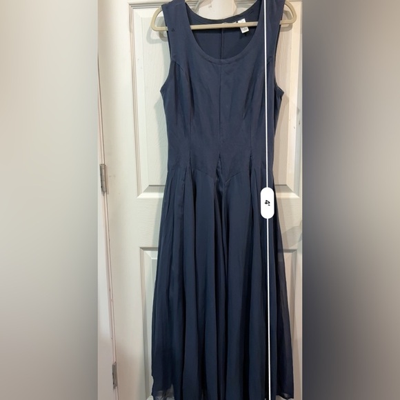 Kaktus Navy Blue Chiffon Bubble Midi Lined Dress Cotton Stretch size Medium - Picture 14 of 16